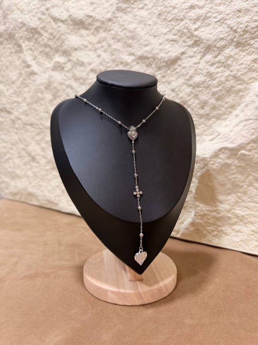 Collana Rosario Cuore & Croce – Confezione da 12 Pezzi