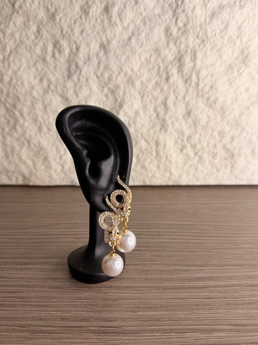 Orecchini Serpente Cristallo e Perla – Confezione da 12 Set