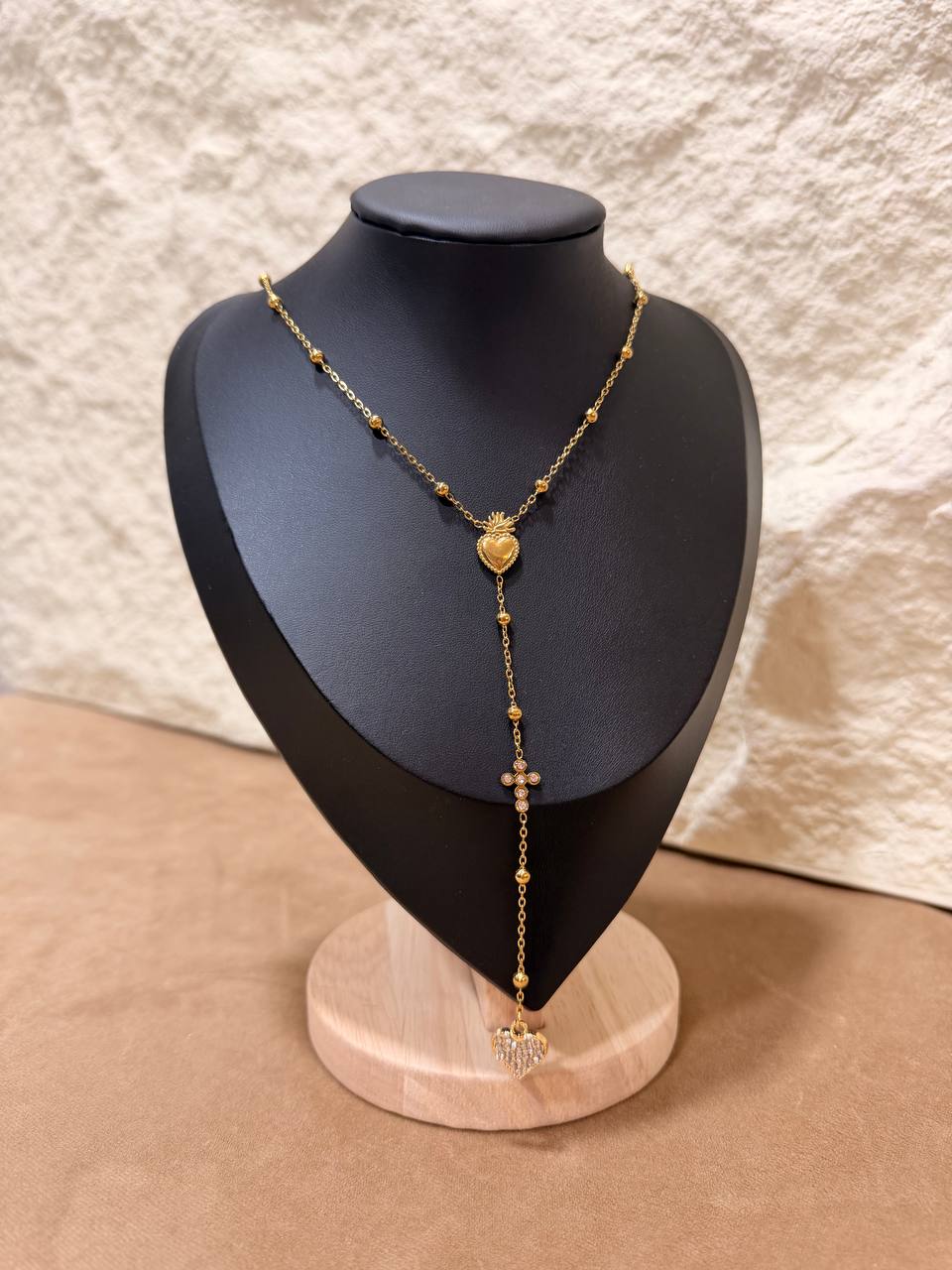 Collana Rosario Cuore & Croce – Confezione da 12 Pezzi