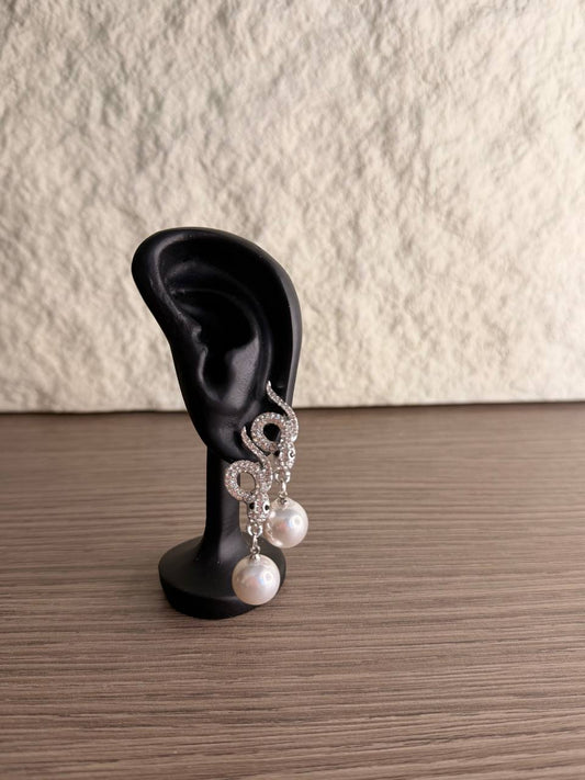 Orecchini Serpente Cristallo e Perla – Confezione da 12 Set